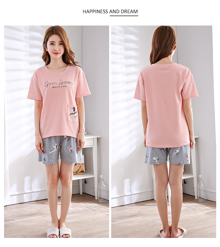 Mùa hè vài mô hình đồ ngủ nữ ngắn tay cotton phần mỏng lỏng phim hoạt hình quần short cotton dịch vụ nhà của nam giới phù hợp với mùa hè