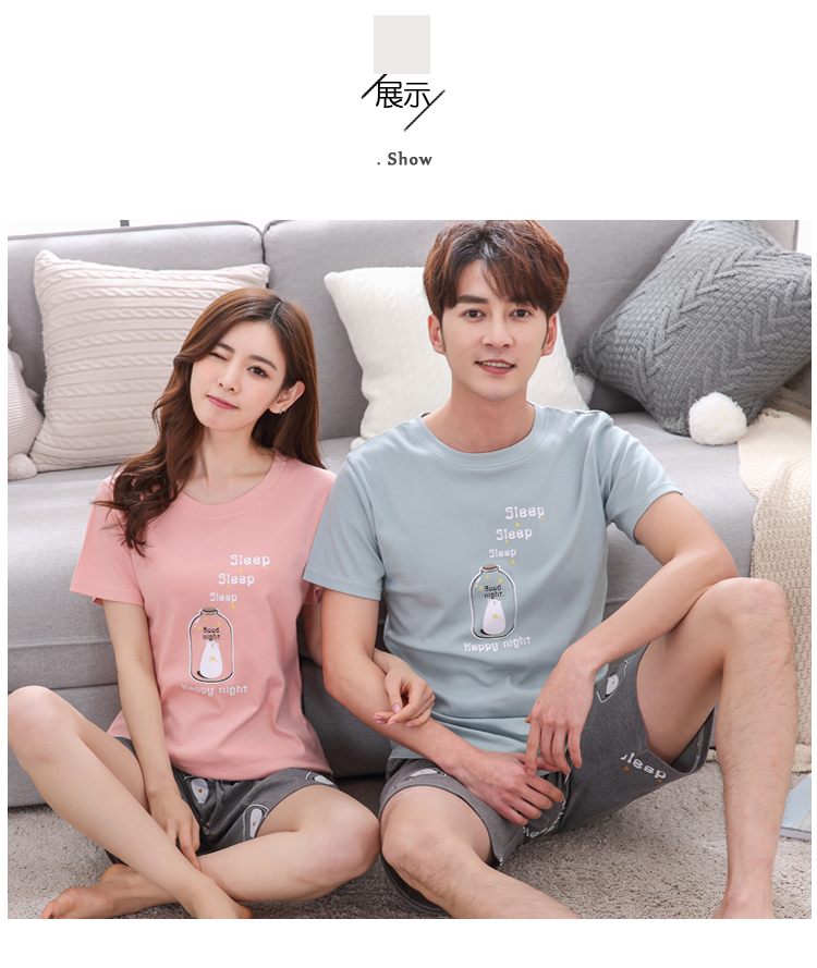 Mùa hè vài mô hình đồ ngủ nữ ngắn tay cotton phần mỏng lỏng phim hoạt hình quần short cotton dịch vụ nhà của nam giới phù hợp với mùa hè