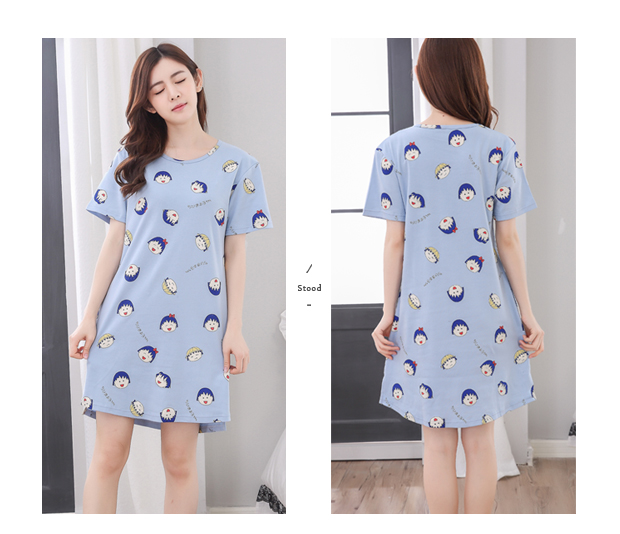 Nightdress nữ mùa hè bông ngắn tay váy phần mỏng lỏng kích thước lớn phim hoạt hình sinh viên đồ ngủ phụ nữ nhà dịch vụ mùa hè váy đầm thiết kế cao cấp
