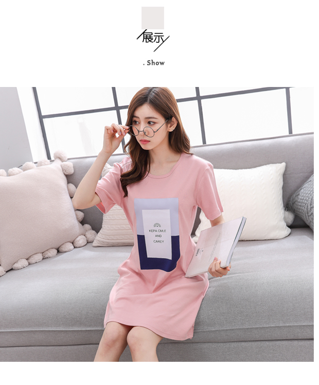 Nightdress nữ mùa hè bông ngắn tay váy phần mỏng lỏng kích thước lớn phim hoạt hình sinh viên đồ ngủ phụ nữ nhà dịch vụ mùa hè váy đầm thiết kế cao cấp