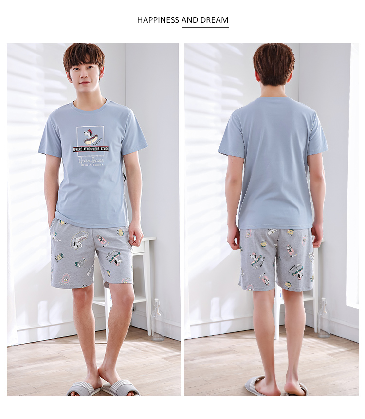 Mùa hè vài mô hình đồ ngủ nữ ngắn tay cotton phần mỏng lỏng phim hoạt hình quần short cotton dịch vụ nhà của nam giới phù hợp với mùa hè