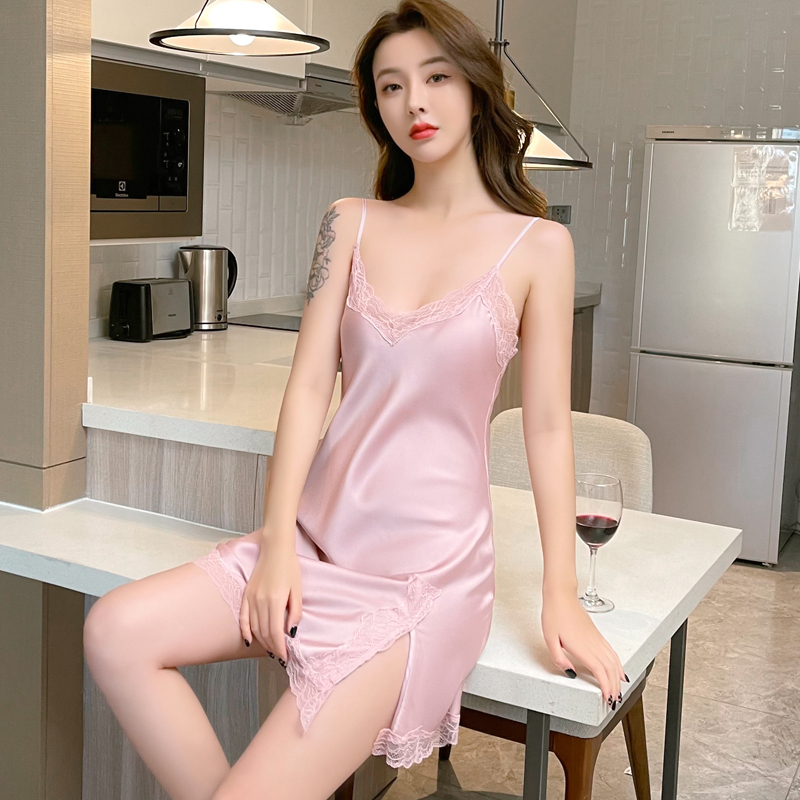 2026 New Sexy Nightgown for Women, Summer Thin Lace High-End Spring Style 100% Mulberry Silk Camisole Nightdress
