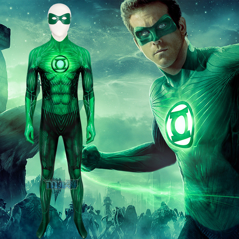 Skyrim DC Justice League Green Lantern cos tights Hal Jordan one-piece bodysuit