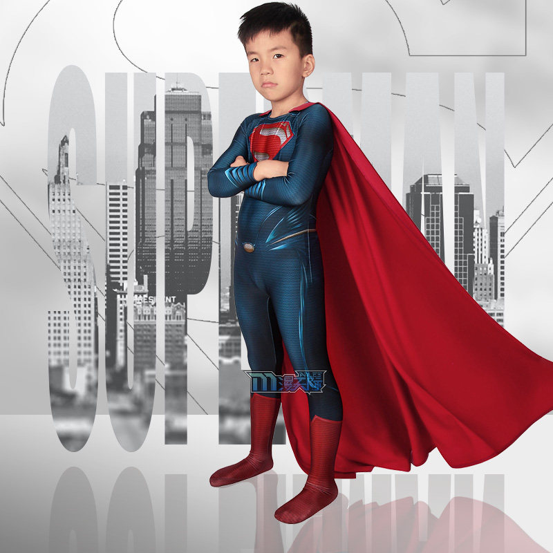 Man Sky Superman Steel Body cos Clark Children's One Body Tight COSPLAY Clothing Kids