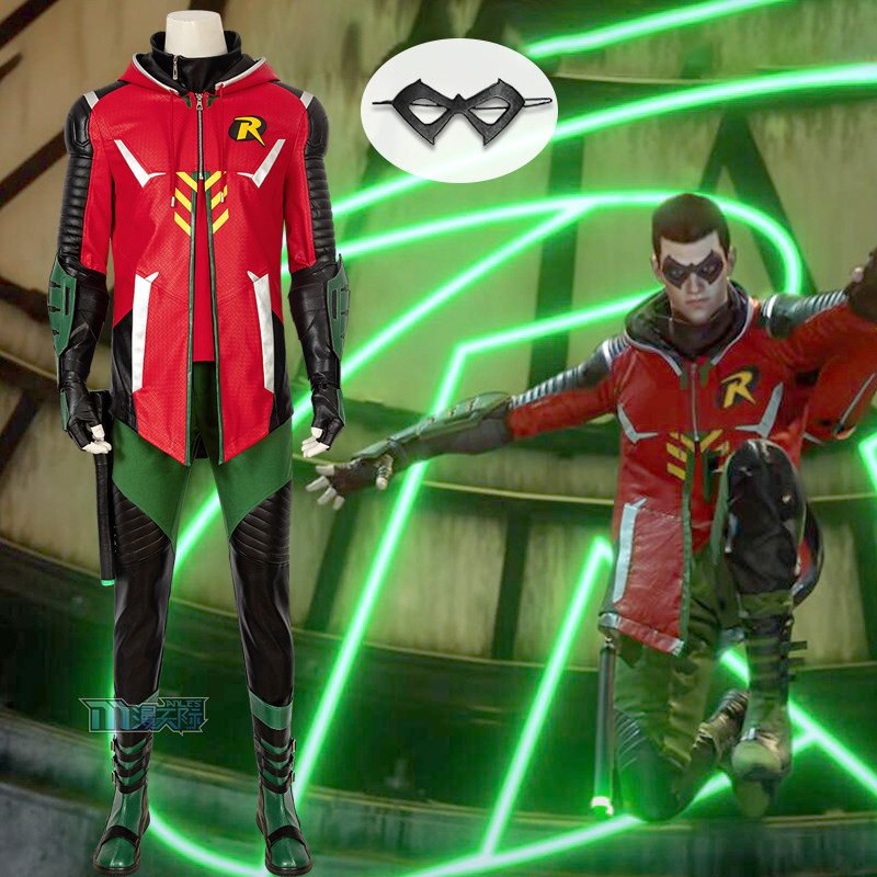 Full sky Batman: Gotham Knight cos Robin anime game with the same cosplay clothes and shoes full set