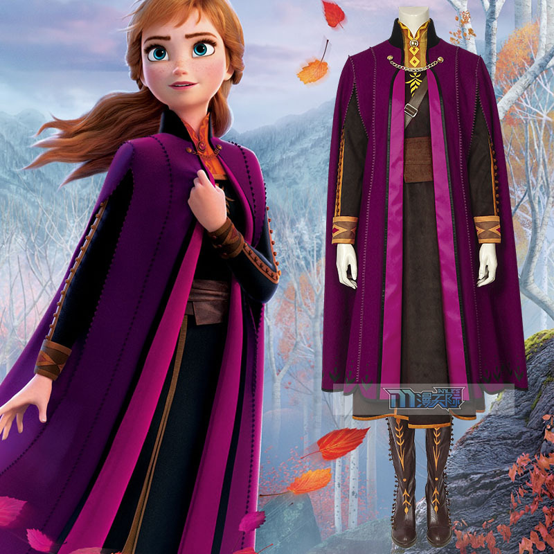 Manles Frozen 2 Anna Cosplay Princess Dress Adult Cosplay Costume Stage 4540