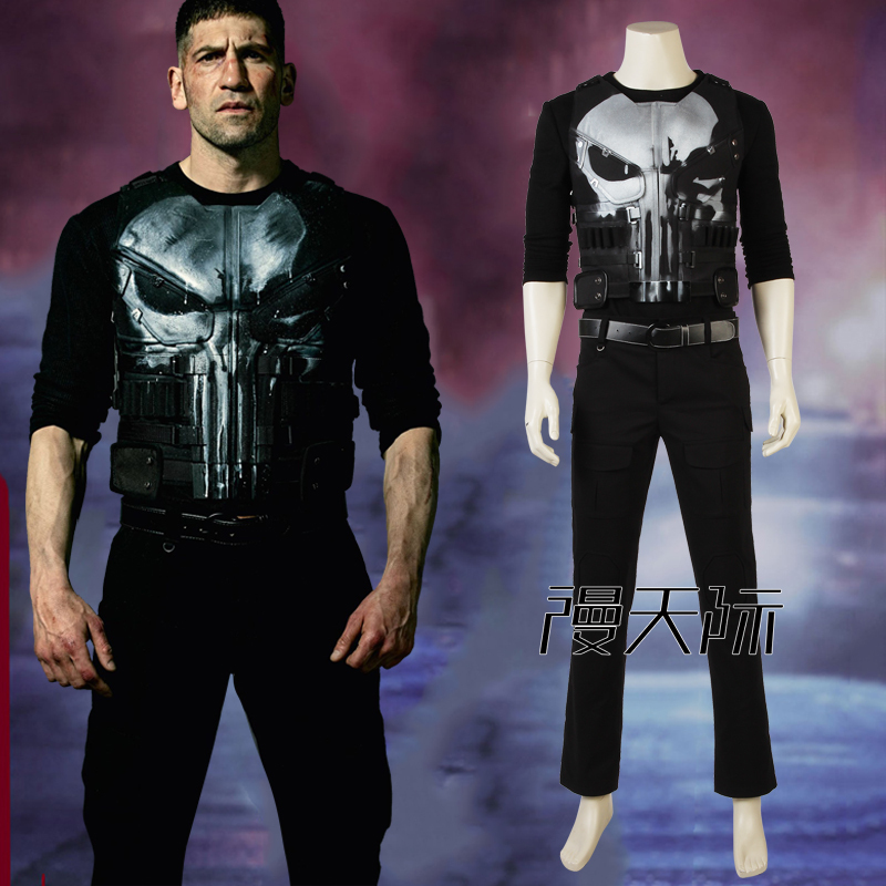 Manles Punisher Style T-Shirt Vest Short Sleeve Cosplay Season One Costume 4004