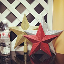 Childrens dance performance props sparkling red five-pointed star pendant window hanging star Christmas tree decoration five-star Silver