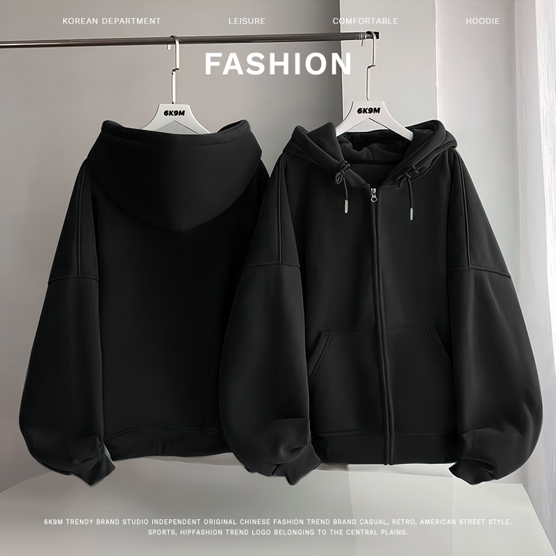 Casual Cardigan Sweatshirt Jacket, Spring and Autumn Thin Style, Korean Style, Lazy Style, Fleece-Lined, Loose Fit, Slimming, Petite, Hooded, Zip-Up Casual Cardigan Sweatshirt Jacket, Spring and Autumn Thin Style, Korean Style, Lazy Style, Fleece-Lined, Loose Fit, Slimming, Petite, Hooded, Zip-Up