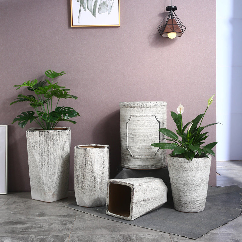 High flowerpot ceramic factory direct large clearance living room deep high basin hair rich tree large diameter processing extra large diameter