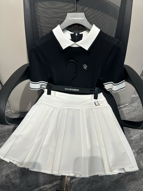 Golf Clothing for Women, Korean Style Golf Short-Sleeved Women's Golf Suit, Golf Skirt, Slimming, Quick-Drying Tennis Wear Golf Clothing for Women, Korean Style Golf Short-Sleeved Women's Golf Suit, Golf Skirt, Slimming, Quick-Drying Tennis Wear