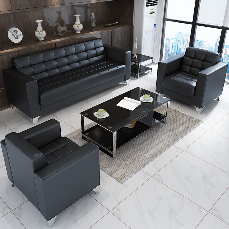 Office sofa coffee table combination business reception small sofa simple modern reception three-seat office sofa