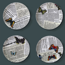 Poster Newspapers Series plates Italian designer Nordic hanging disc retro vintage Classical Ceramic Disc floppy swing disc