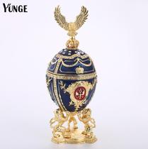 Russian Easter Egg Alloy Metal Inlaid Drilling First Decorated Box Handicraft Swing Piece Home Accessories Furnishing