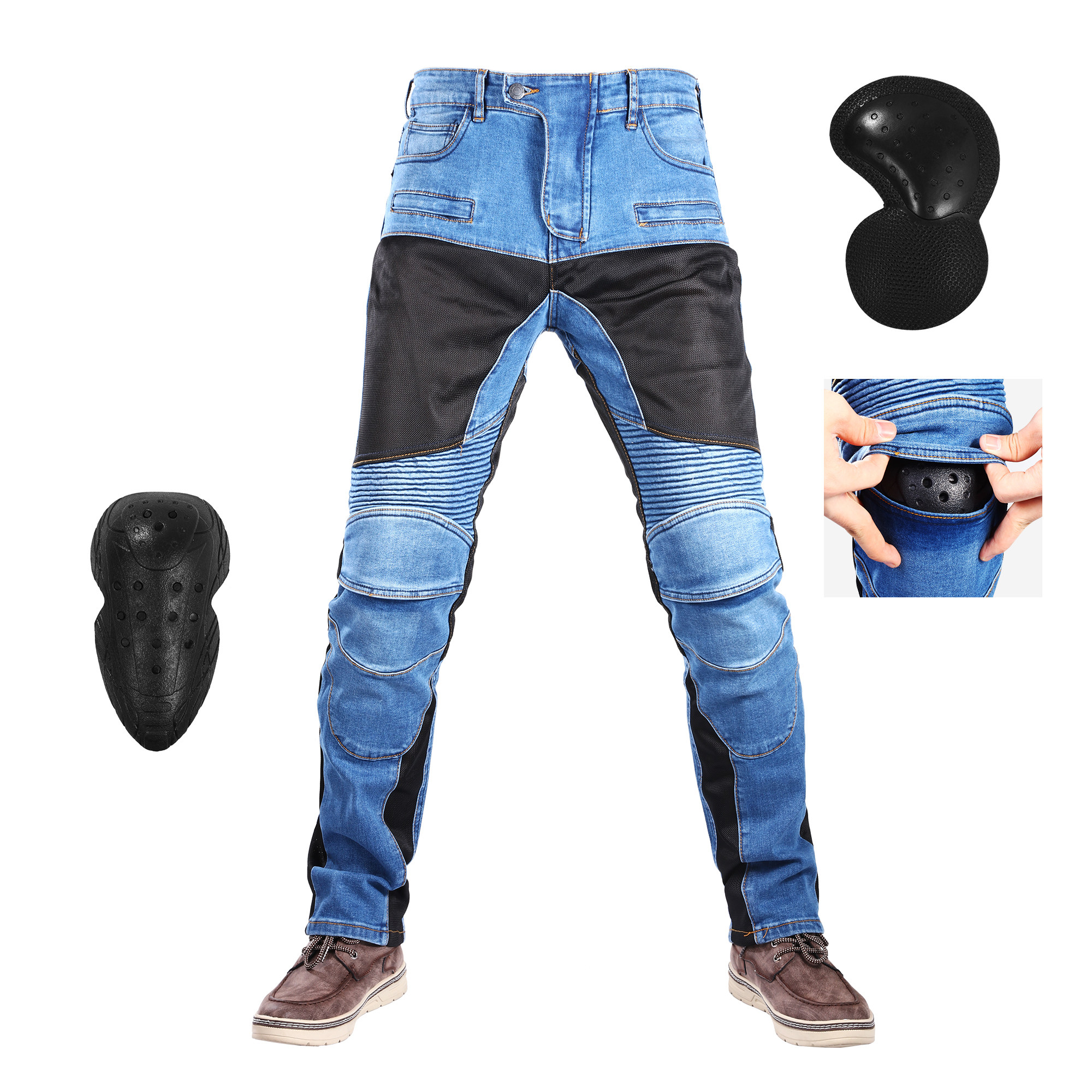 New Summer Locomotive Riding Pants Locomotive Jeans Racing Casual Workout elastic mesh breathable riding pants