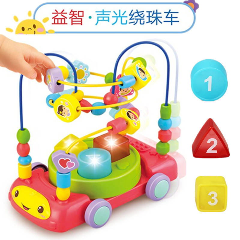Beauty Belle Sound Light Wrap Around Pearl Beads Children's Puzzle Toy Big Multifunction Light Music 1-2 years old