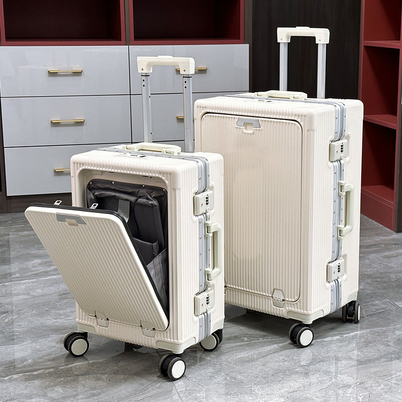 Suitcase woman suitcase multifunction side opening aluminium frame pull rod case female 18 inch universal wheel password den case man-Taobao