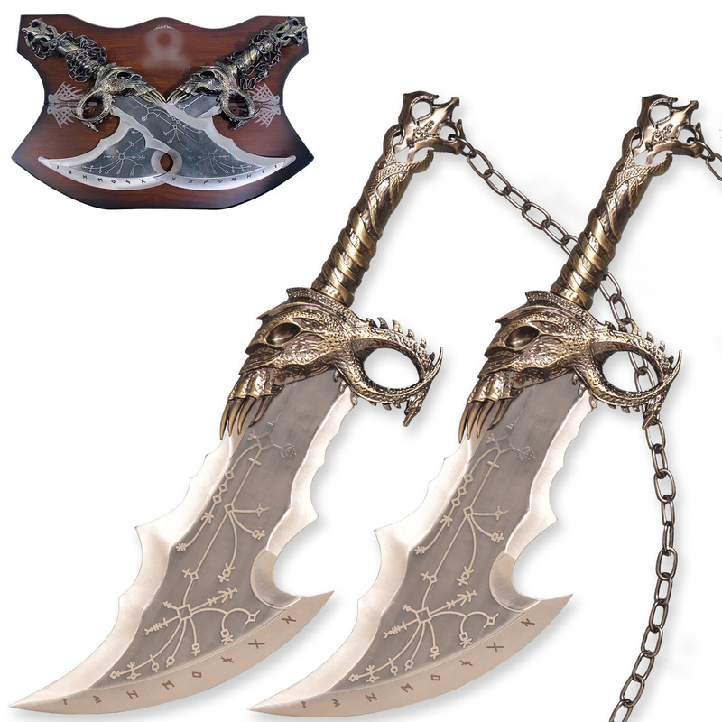 God of War 5 Blades of Chaos Kratos' Dual Blades of Chaos Chain Blade 1:1 Full Metal Cos Unsharpened