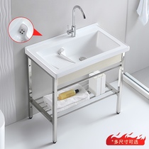 Crochet en acier inoxydable Bassin de table intégré Lavage avec lavabo en céramique Bassin de blanchissage Balcony Ultra Deep Laundry Trough Pool Washbasin