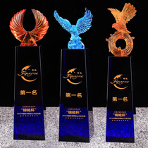 Crystal trophy creative custom staff music competition prizes custom made high-grade glazed Eagle Blue Trophy