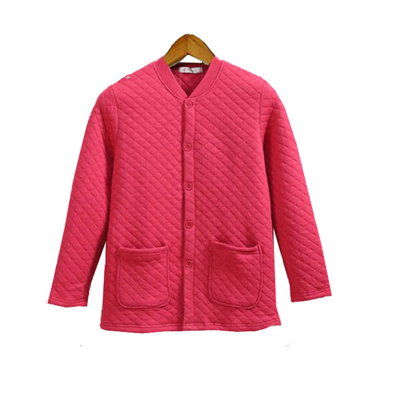 Đàn ông và phụ nữ trung và già tuổi đồ lót gia đình cotton ấm áo khoác cotton ba lớp áo len ấm áp áo giữ nhiệt nữ cổ cao	