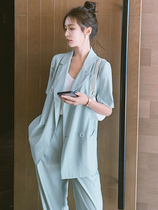 sunny zero goddess Van Career suit jacket female pro slim fashion Casual Broadlegged Pants Two Suits