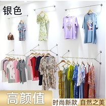 Clothing store display rack Wall hanging clothes rod side hanging stainless steel positive hanging clothes rack Wall hanging wall display rack