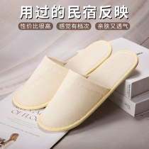 (Cotton Linen Slippers) Minjuku disposable slippers hotel special stay-at-home guest Guest House Thickened Non-slip Slippers