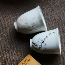  In the early days Lotus Hall hand-made ceramic cup fragrant cup hand-painted plum branch teacup