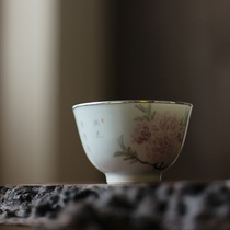  Taihu Lotus Hall Hand-made porcelain mud tea cup Bag silver mouth cup Hand-painted pastel master Cup 85ml