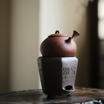 In the early days Lotus Hall Songfengshe Cheng Weis hand-made jade book simmer side handle boiling kettle Pottery clay alcohol stove