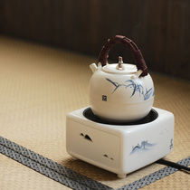 Taicu Lianhuatang soda glaze boiling kettle old rock mud electric pottery stove hand-painted blue and white
