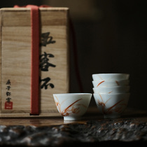 Taichu Lianhuatang hand-made pottery mud Cup hand-painted alum Red Orchid tea cup Gongfu tea Miyunzhai