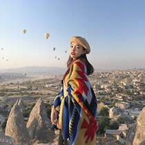 Scarf womens autumn and winter net red cashmere wool long retro wild travel photo cape Large scarf dual-use shawl