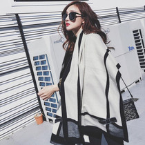 2019 new Korean version of the color scarf womens autumn and winter cashmere thickened shawl dual-use wild warm oversized cloak