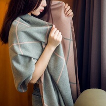 (100% cashmere)plaid scarf womens long autumn and winter 2018 new double-sided wild scarf shawl dual-use
