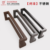 Stainless steel framed glass door black lacquer handle rose gold door Frosted Black handle black titanium door handle