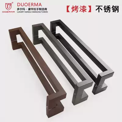 Stainless steel framed glass door black lacquer handle rose gold door Frosted Black handle black titanium alloy door handle