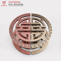 Glass door handle red ancient copper handle solid hollow carved bronze door handle Chinese antique semicircular handle