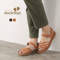 Japanese duckfeet Cambodian cowhide woven sandals literary retro