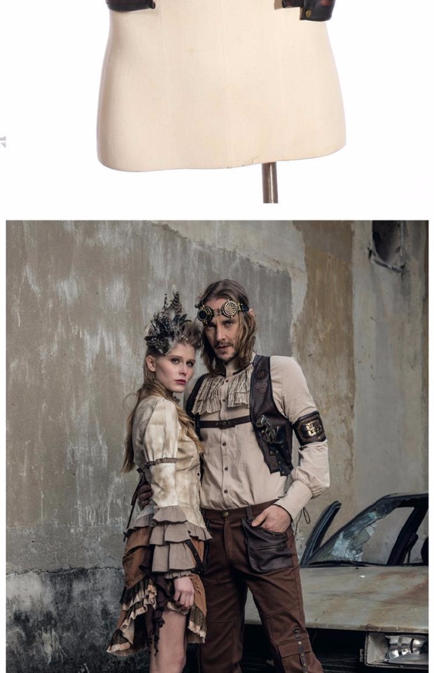 Q ╋ RQ-BL steampunk Steam-gothic vest da GOTHIC bao da SPM033CF - Dệt kim Vest áo vest nam thời trang