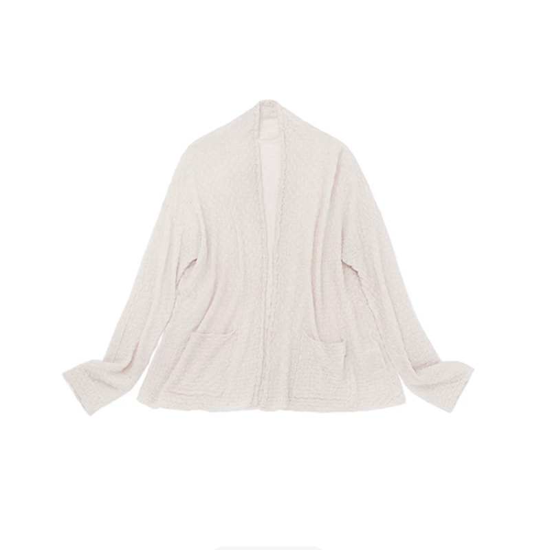 【Breath】 80-Count Fine-Spun Cashmere Woven Jacquard Unbuttoned Coat, Drapey/Three-Dimensional