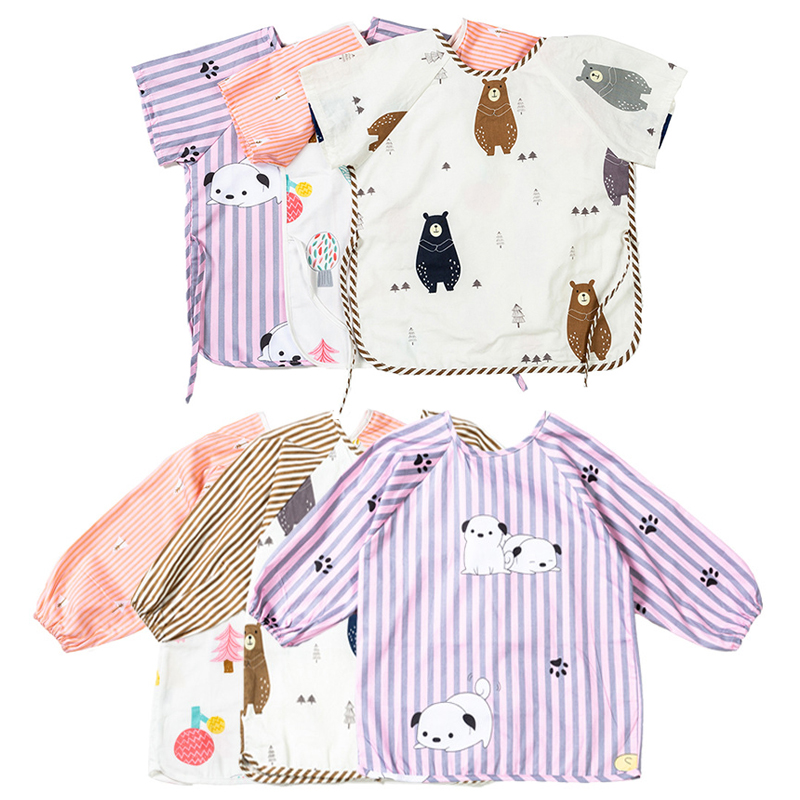 zookids Children's spring summer autumn cover baby cotton waterproof long-sleeved anti-dressing baby dinner suit