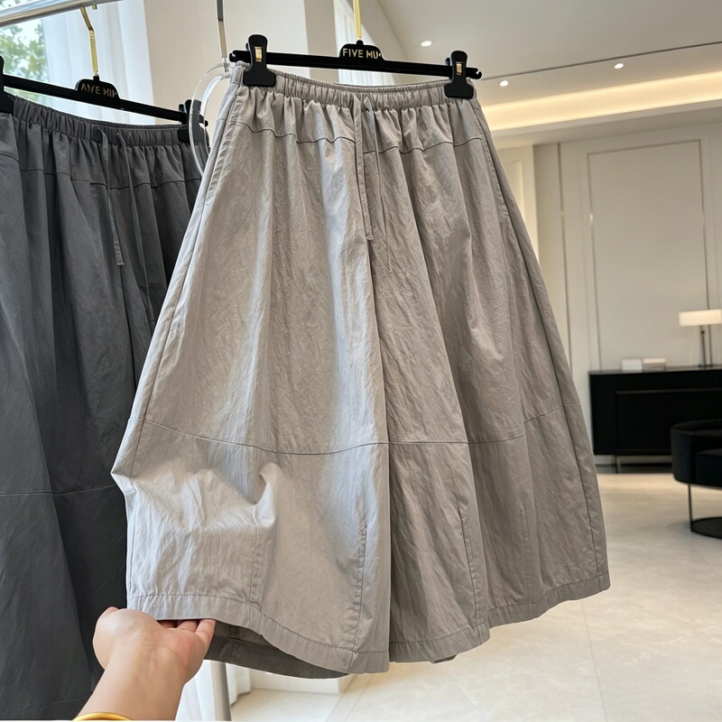 2026 Super Trendy Summer Stylish Thin Pants with Elastic Waist, Wide-Leg Skirt Pants for Women, Summer Casual Pants, Cropped Pants