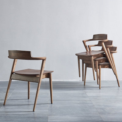 Nordic chair modern casual peninsula chair restaurant fashion simple back chair ash wood chair solid wood dining chair