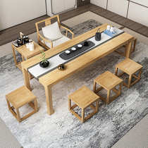 New Chinese Zen tea table and chair combination modern simple teahouse tea kung fu tea table full solid wood office coffee table