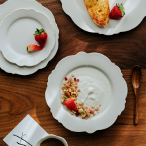 Zetten Home Lace White Ceramic Dinner Plate Soup Pan Steak Dish Home Western Dining Tray Cup Coffee Cup Dessert Dish