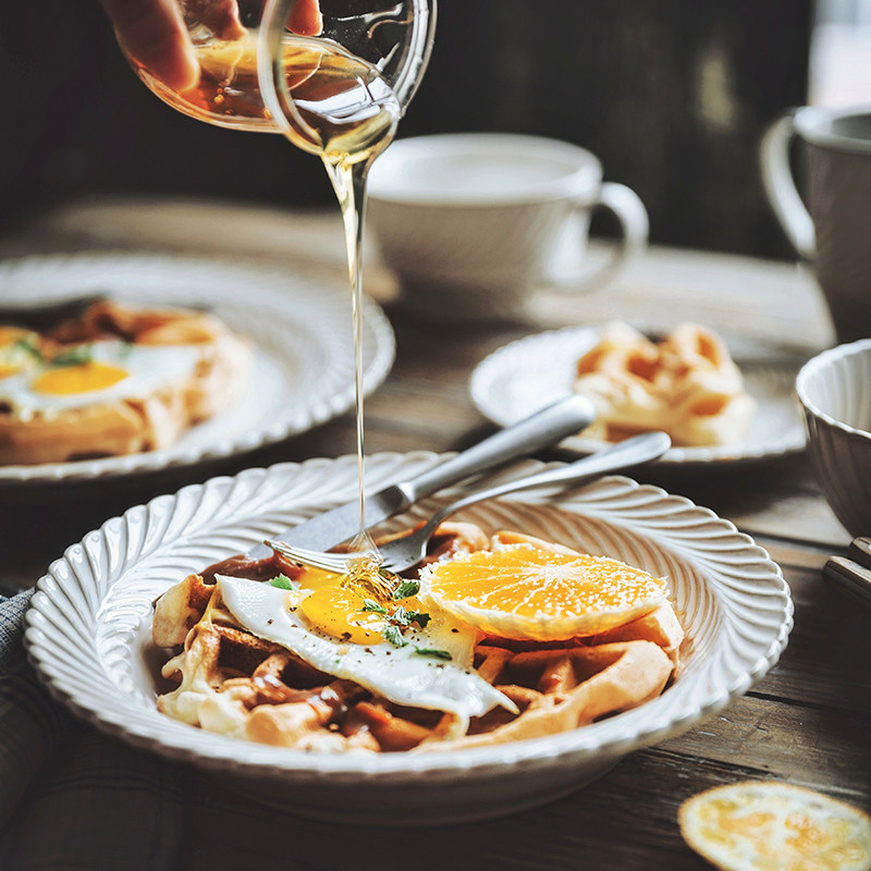 Zeten Nordic ceramic household with large dishes high-color retro-value retro-breakfast disk fruit disk deep plate household tableware