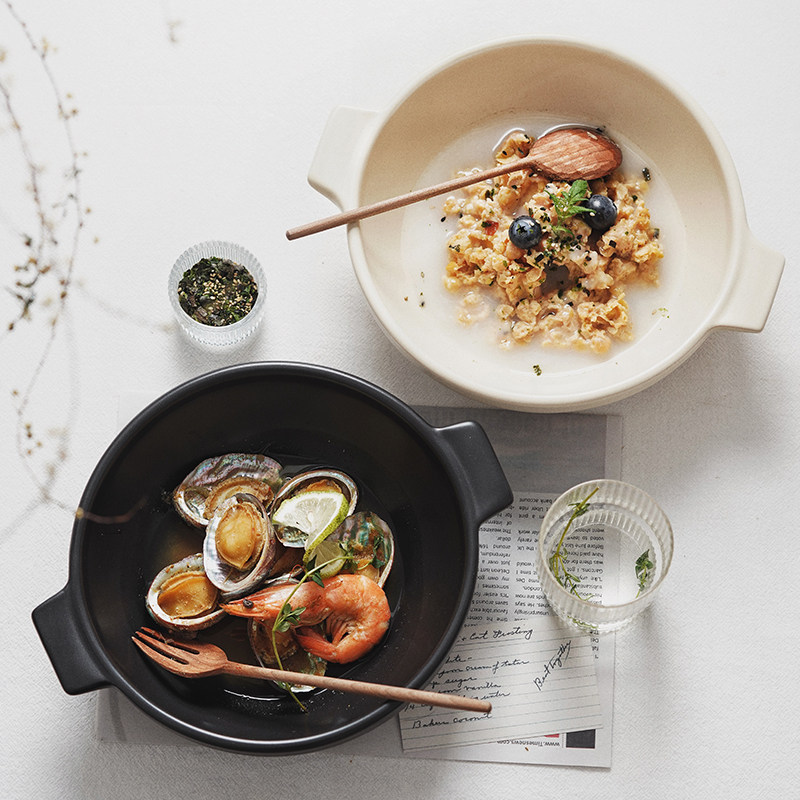 Zeten Home Japanese tableware retro household pot matte double ear soup pot can be clear - headed double ear stew pot ceramic pot