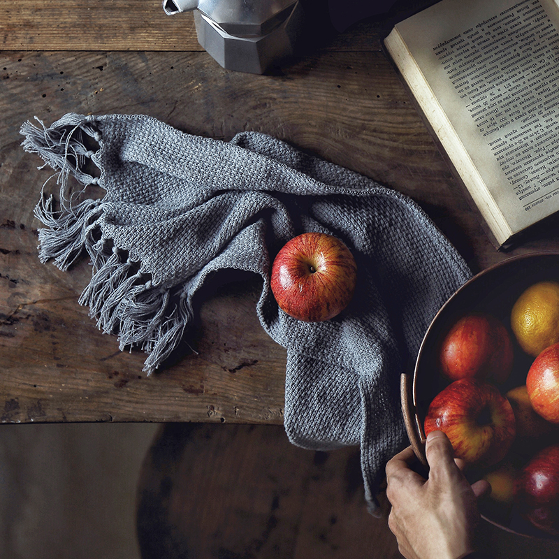 Creative handmade tassel napkin placemat ins Food photography Meal cloth props Meal cloth Home kitchen grocery supplies